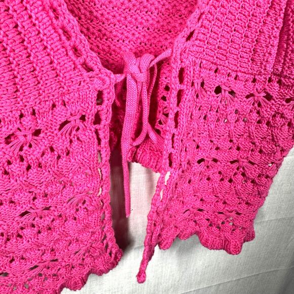 NWT AE Tie-Front Cami Size XL Crochet Hot Pink Tank Top Coquette Girl Balletcore - Picture 5 of 11